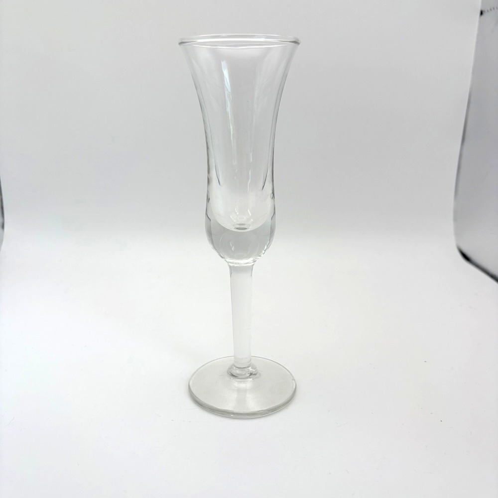 Vintage Aperitif Cordial 6" Glass Clear Stemmed Barware Tulip Shape MCM